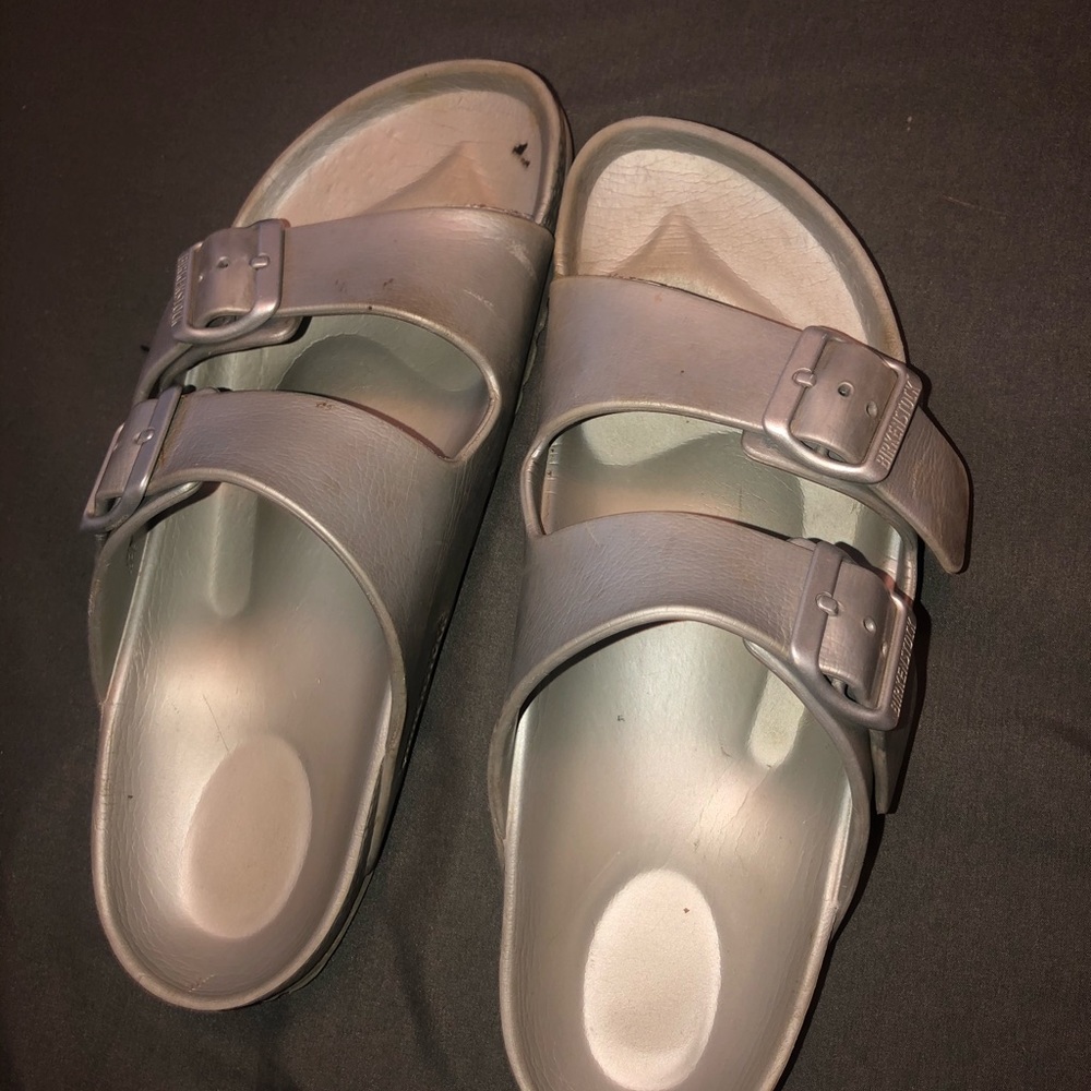 Rubber Birkenstocks Silver